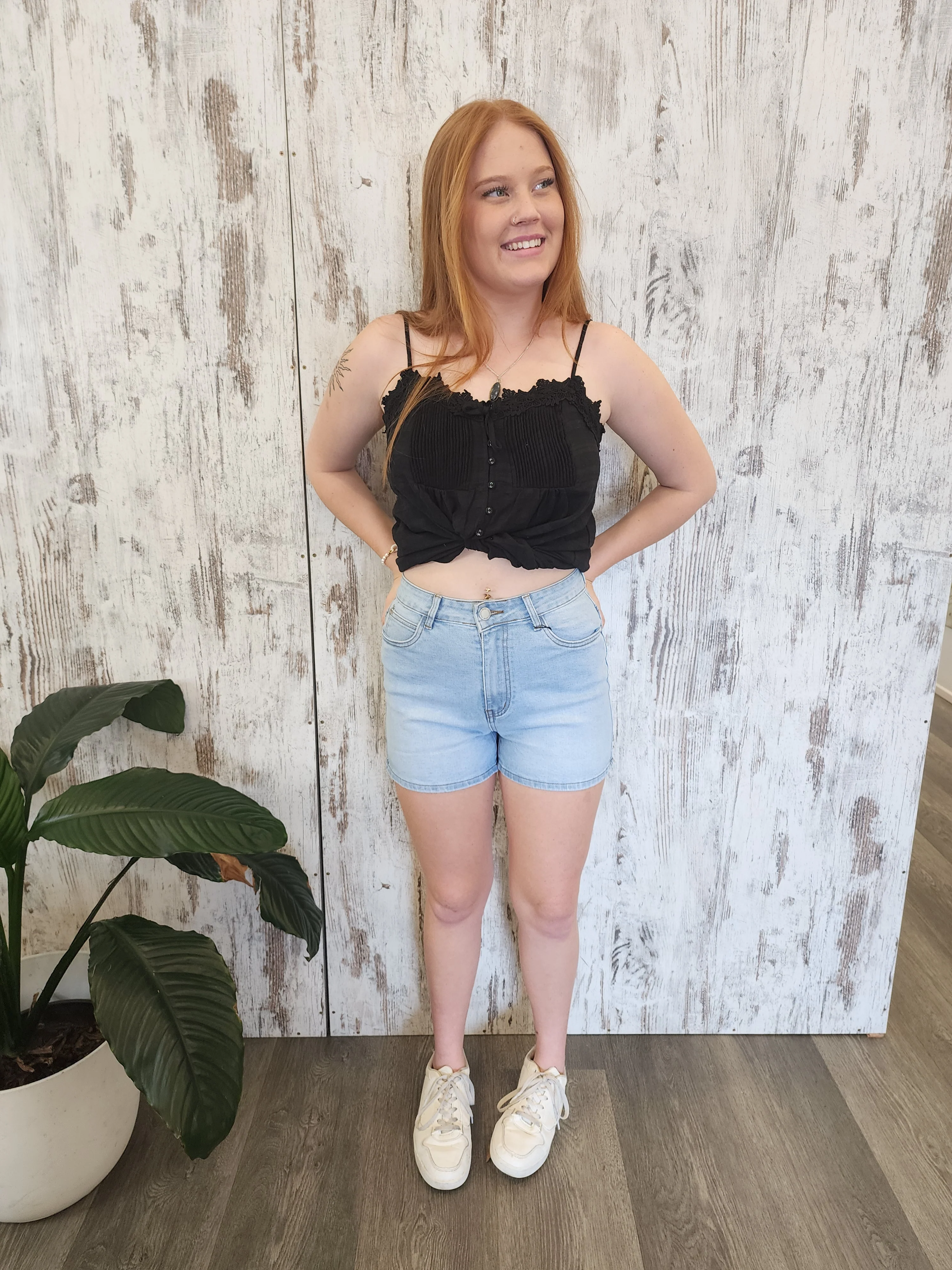 Country Denim Lilly High Rise Stretch Shorts - Light Blue - Image 6