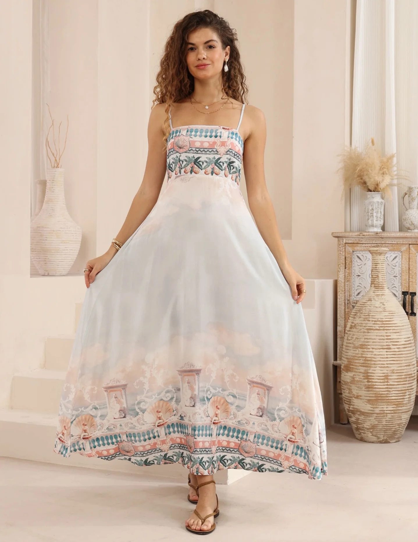 Iris Maxi Collette Maxi Dress with Square Neckline Pockets Spaghetti Strap - Josephine - Image 2