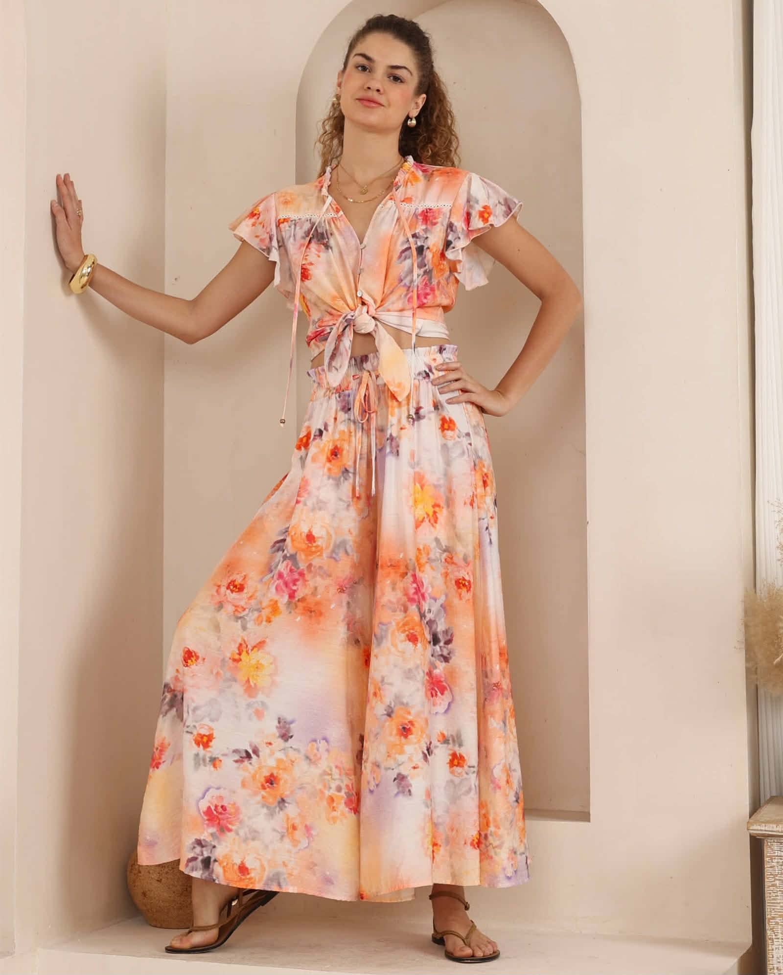 Iris Maxi Jazz Bohemian Blouse V Neck Buttoned - Pixie - Image 2