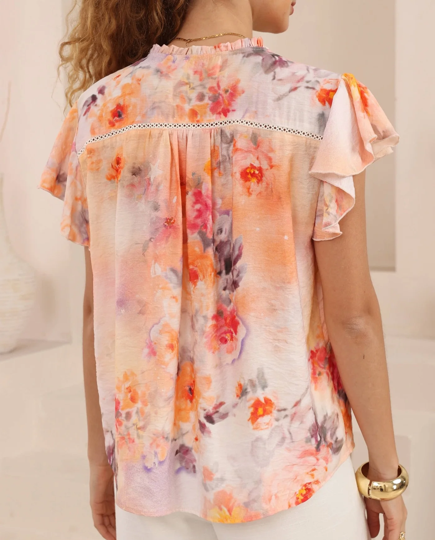 Iris Maxi Jazz Bohemian Blouse V Neck Buttoned - Pixie - Image 5