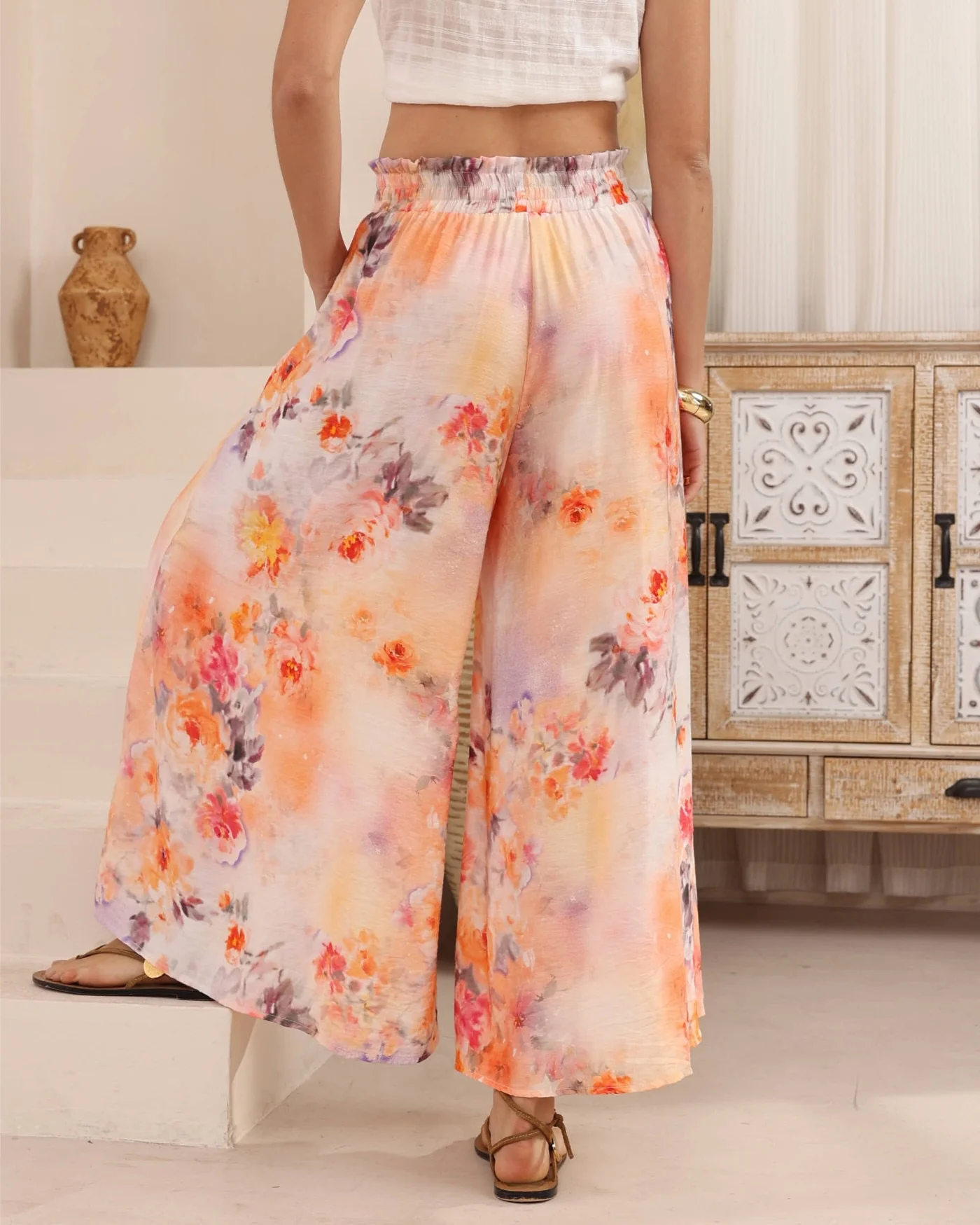 Iris Maxi Palazzo Pants with Drawstring Waist Wide Leg - Pixie - Image 4