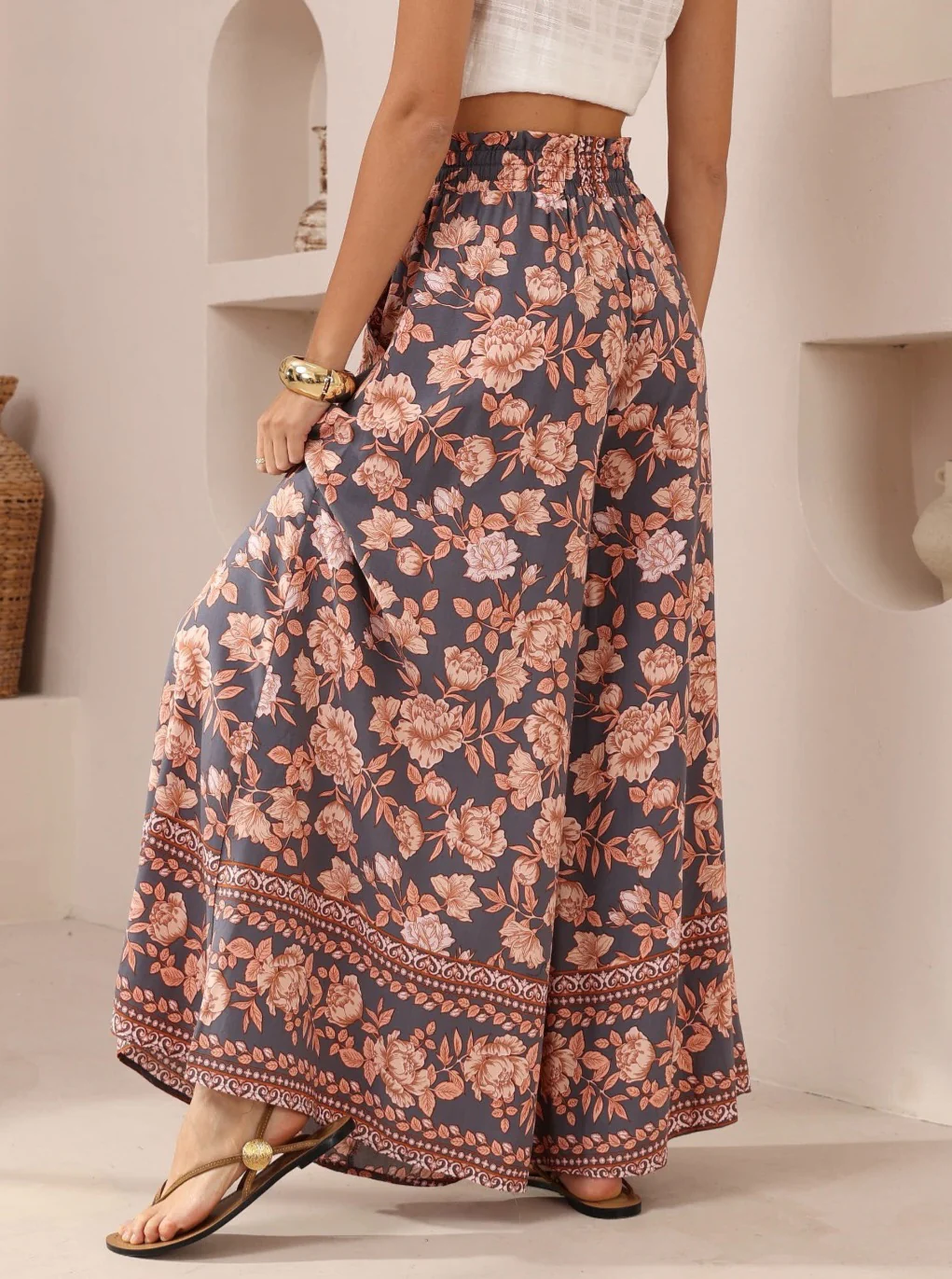 Iris Maxi Palazzo Pants Drawstring Waist Wide Leg - Verena - Image 3
