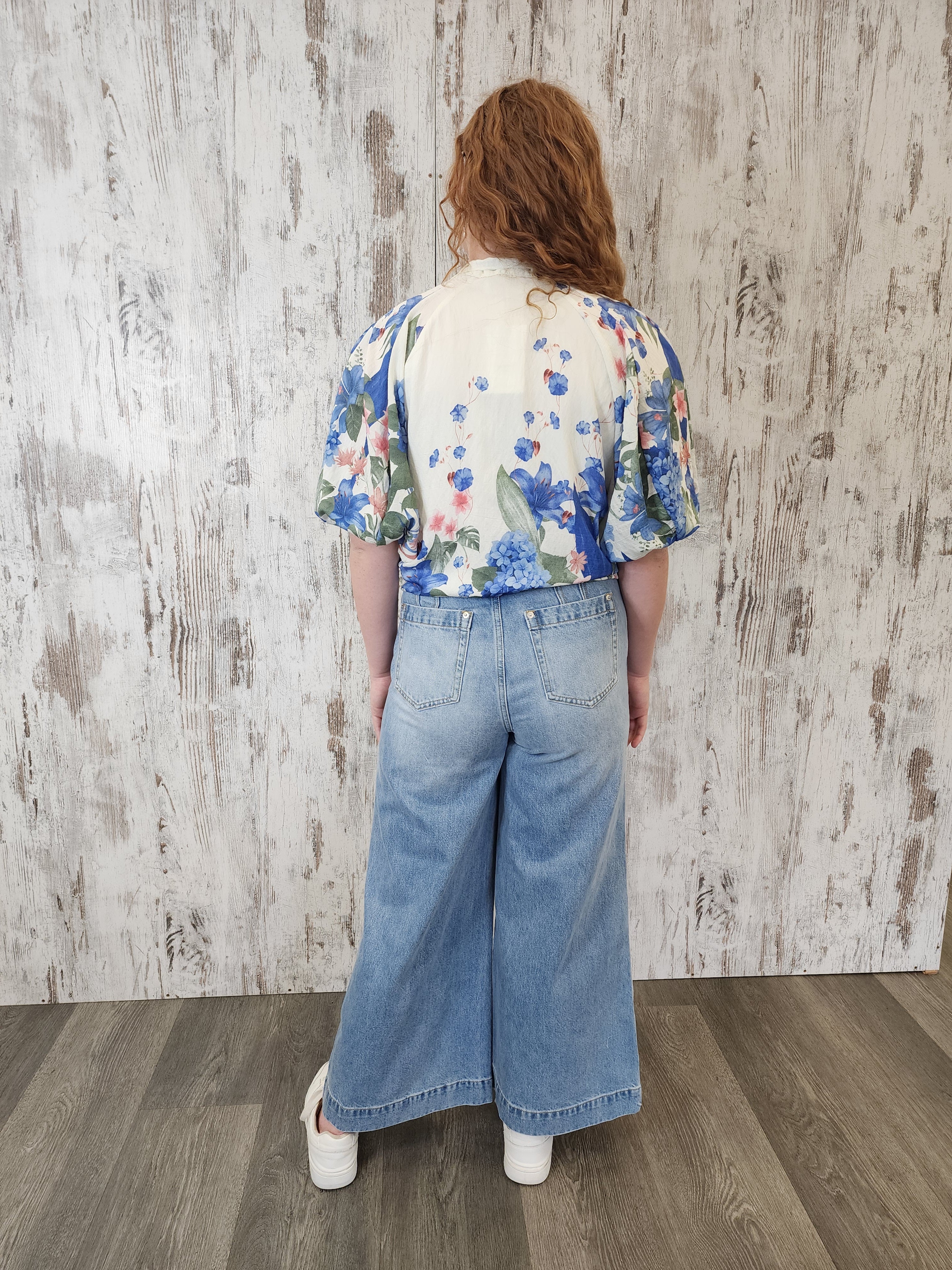 Iris Maxi Sophie Non-Stretch Mid- High Rise Wide Leg Denim Jeans - Light Blue - Image 7