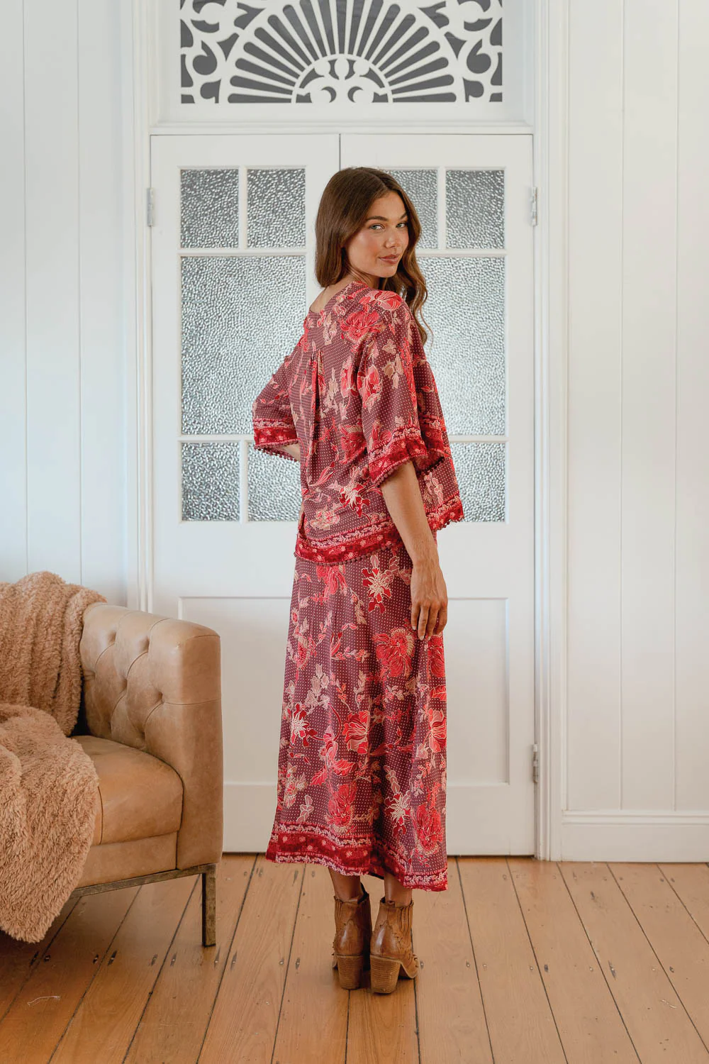 Jaase Gabriella Blouse Top with V Neck Lantern Sleeve - Ziggy - Image 2