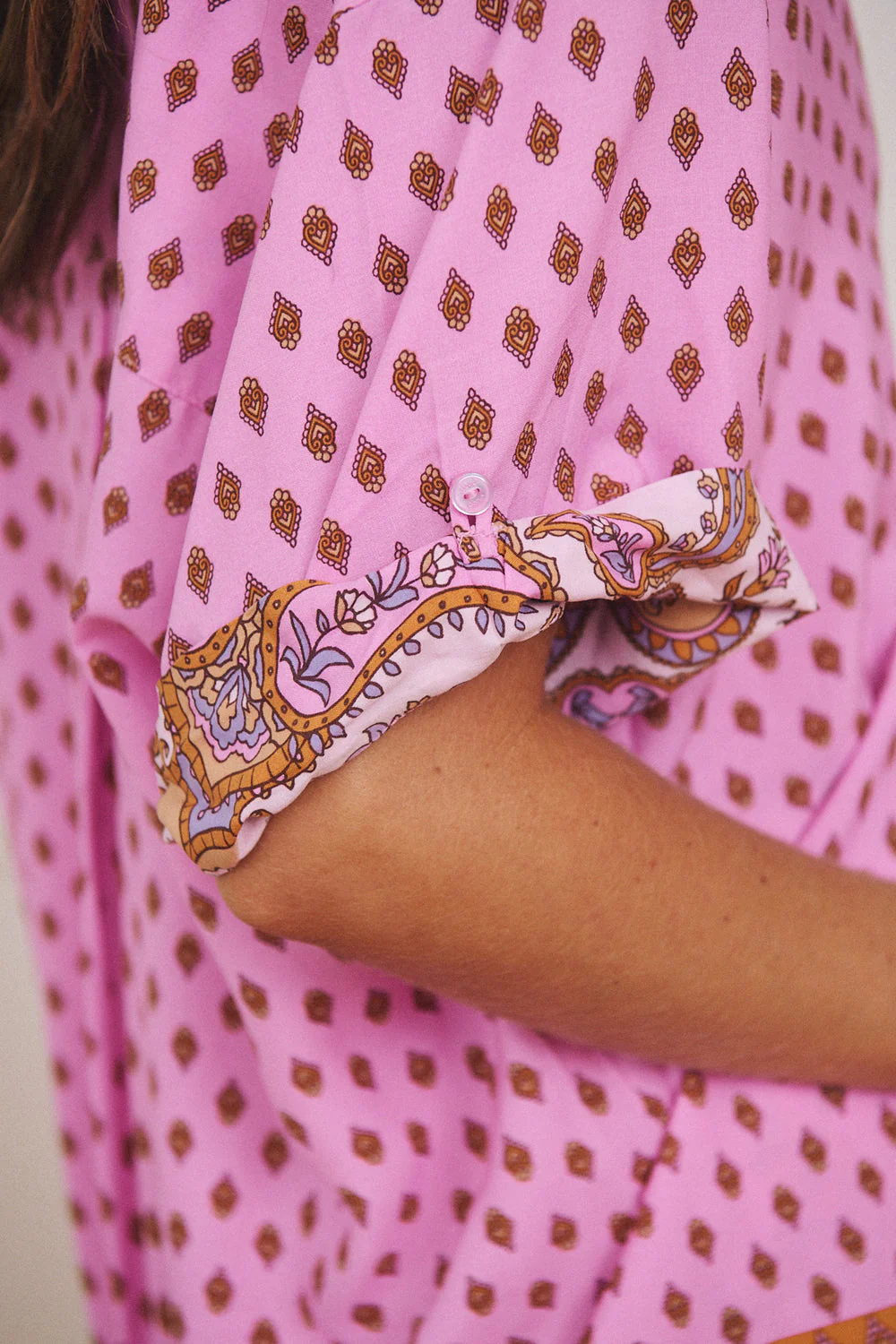 Jaase Lola Shirt Blouse with V Neck Collar Buttoned Front - Venus - Image 4