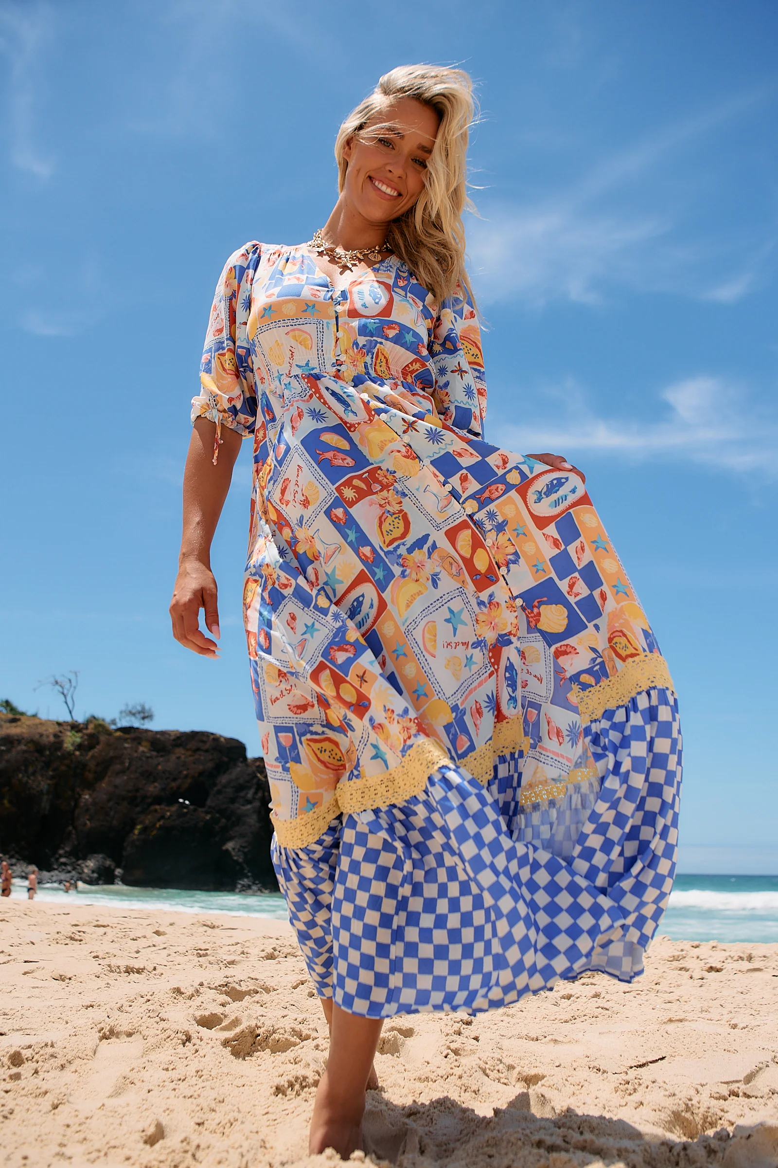 Jaase Molli Maxi Dress with Half Sleeve V Neck Pockets - Viva De Sol - Image 12