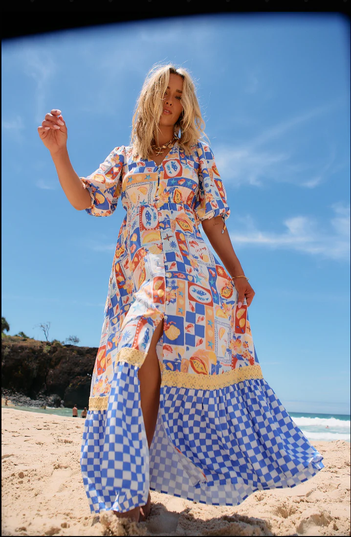 Jaase Molli Maxi Dress with Half Sleeve V Neck Pockets - Viva De Sol - Image 14